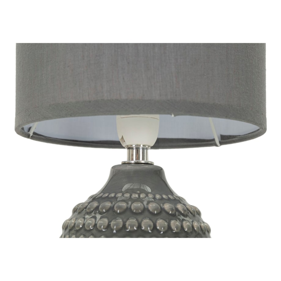 Lampa stołowa Points, kolor szary, ceramika, żelazo i tkanina, 15 x 15 x 30,5 cm, 1 x E14, styl nowoczesny, do salonu i sypialni, Mauro Ferretti