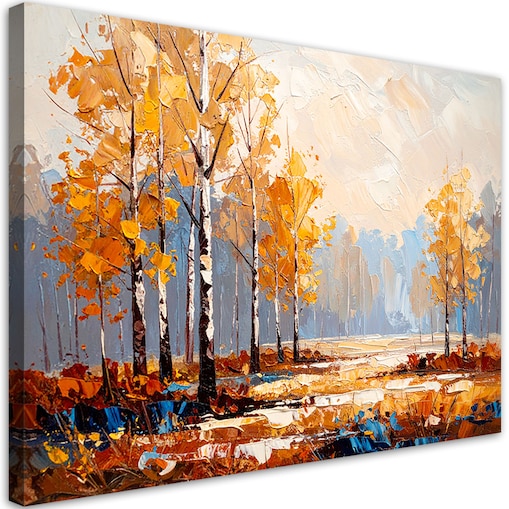 Feeby Obraz nowoczesny do salonu sypialni, Las brzozowy pejzaż 90x60