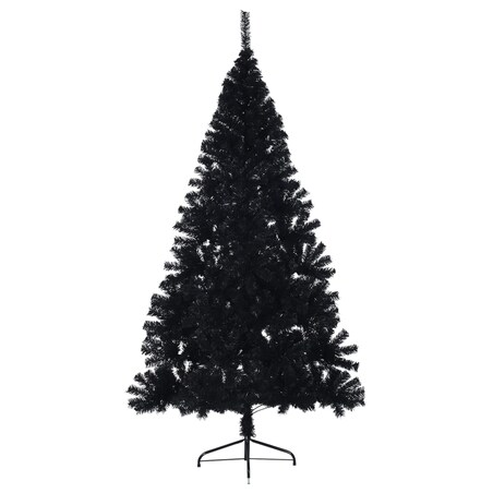vidaXL Sztuczna choinka połówka ze stojakiem, czarna, 180 cm, PVC