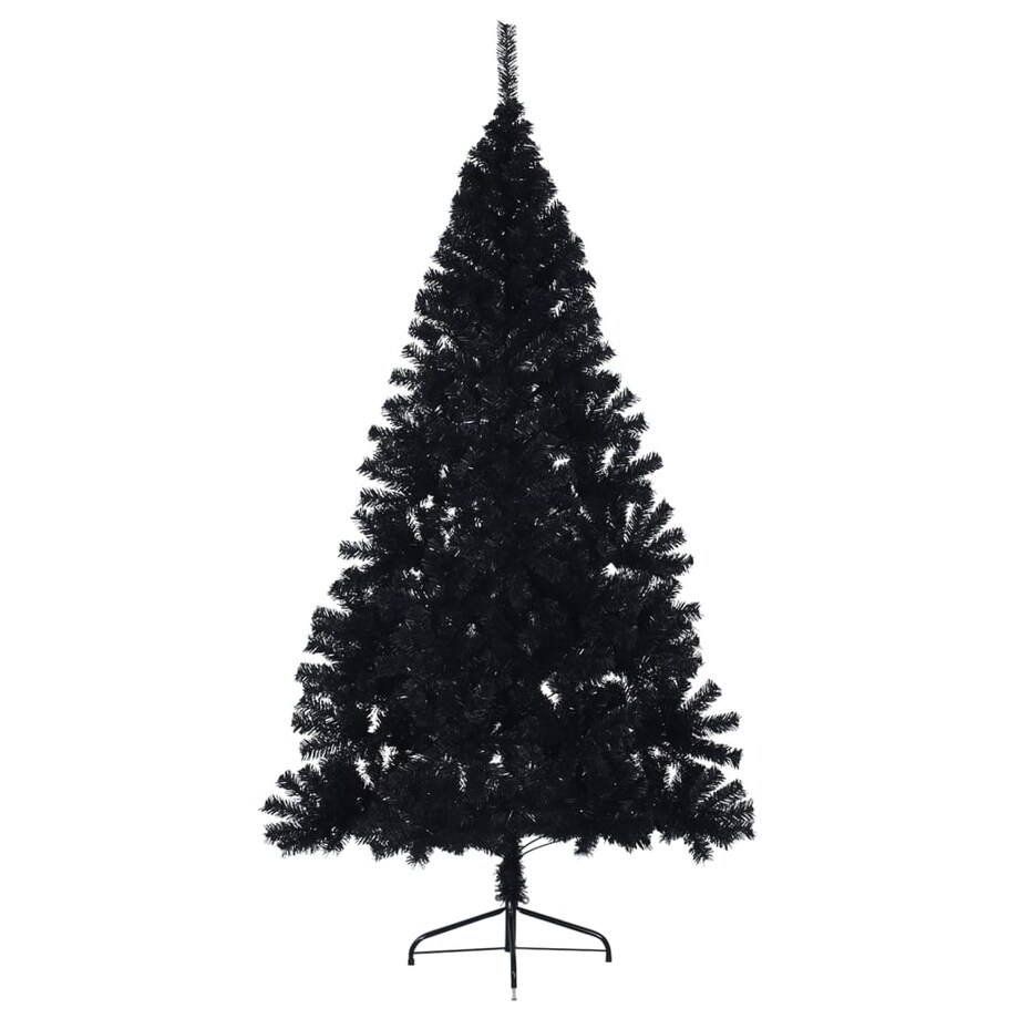 vidaXL Sztuczna choinka połówka ze stojakiem, czarna, 180 cm, PVC