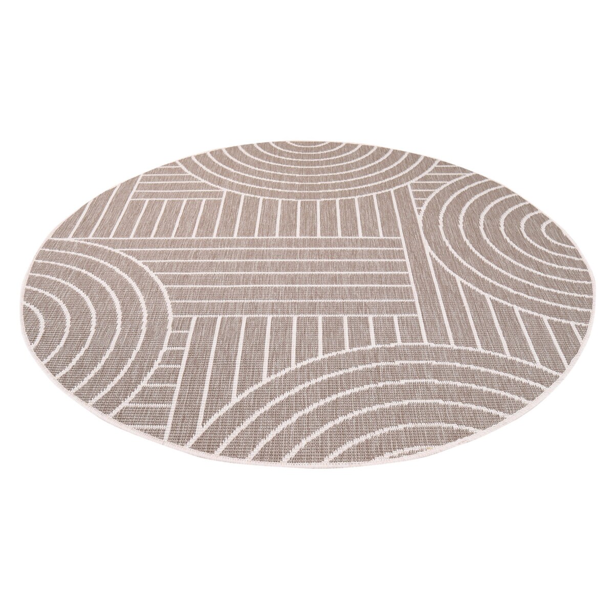 Funkcjonalny dywan okrągły na zewnątrz i do wnętrz, dwustronny DUO 58420 Krem 120x120