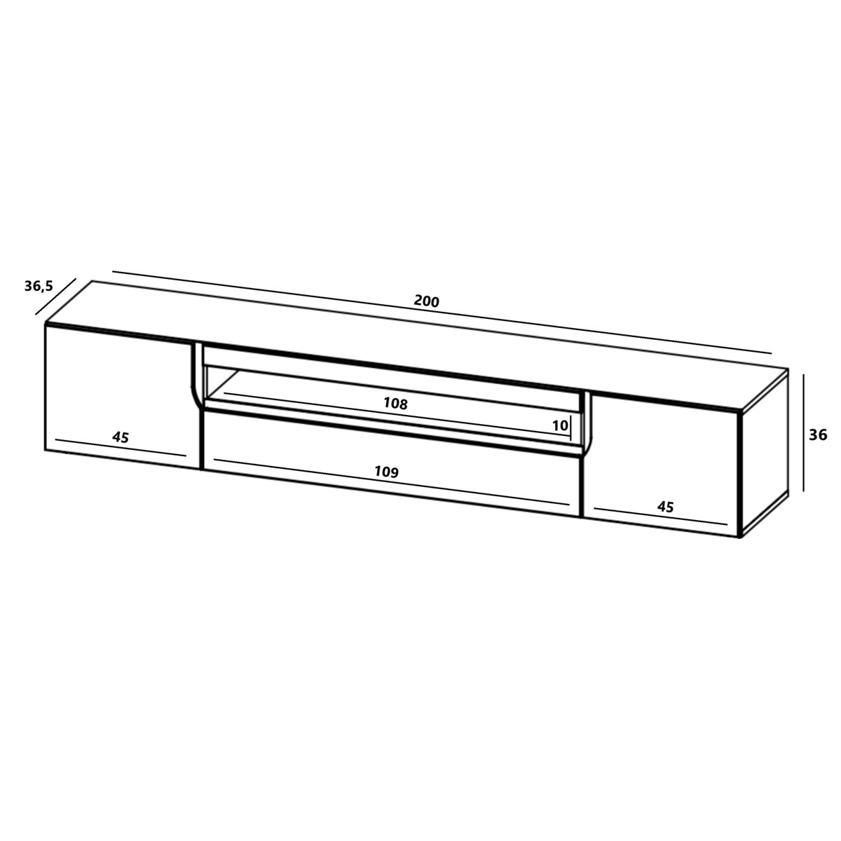 Wisząca Szafka RTV Komoda RTV Loft Industrialna Dąb Artisan Czarny MAT 200 cm