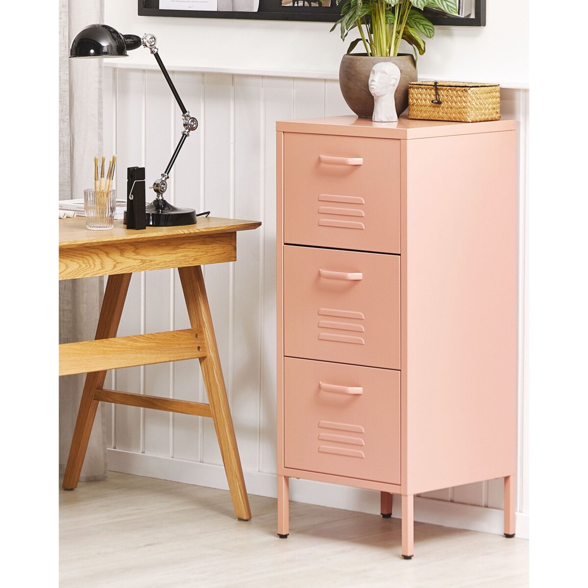 Szafka biurowa metalowa różowa WOSTOK