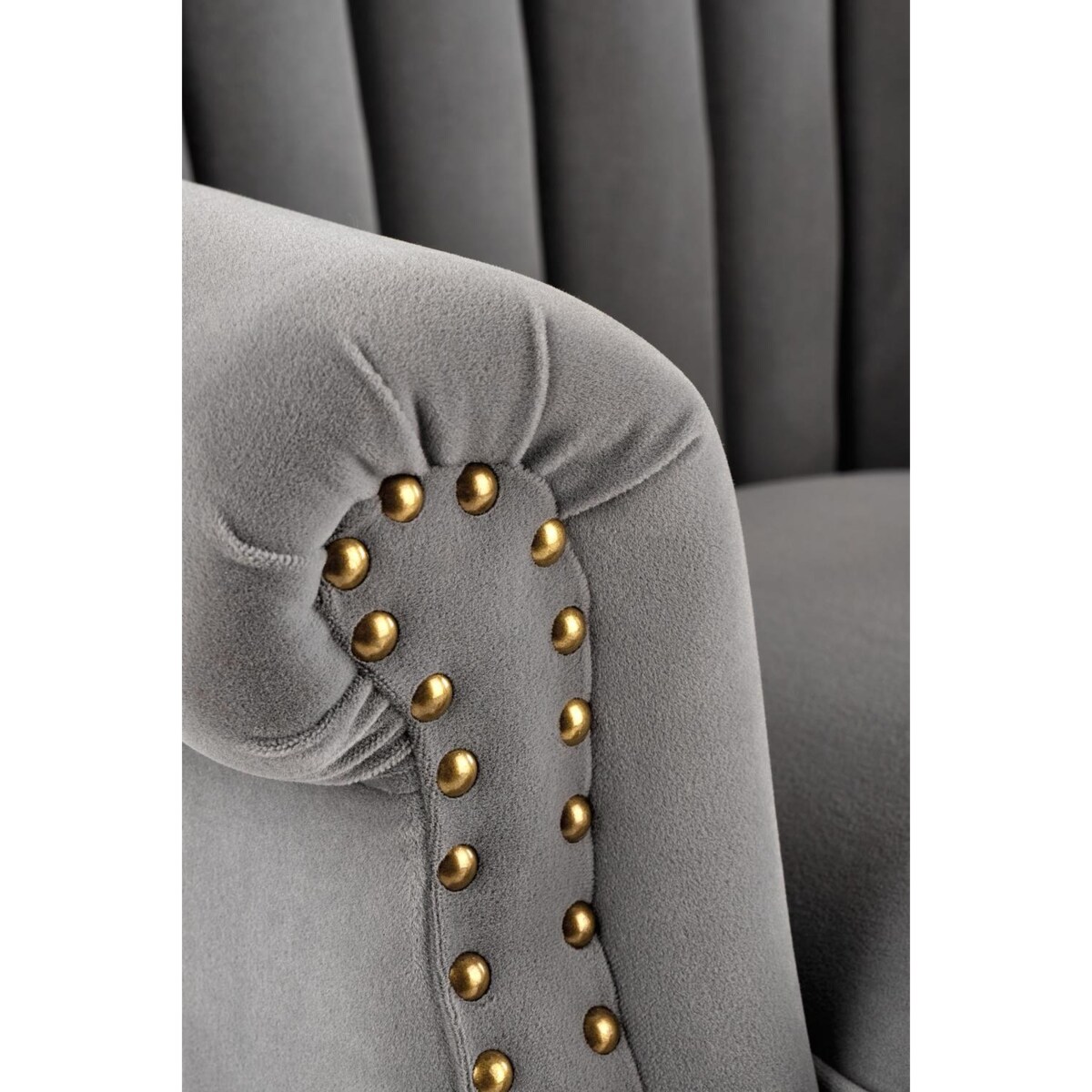 FOTEL WYPOCZYNKOWY Vader szary DREWNIANE NOGI aksamitny