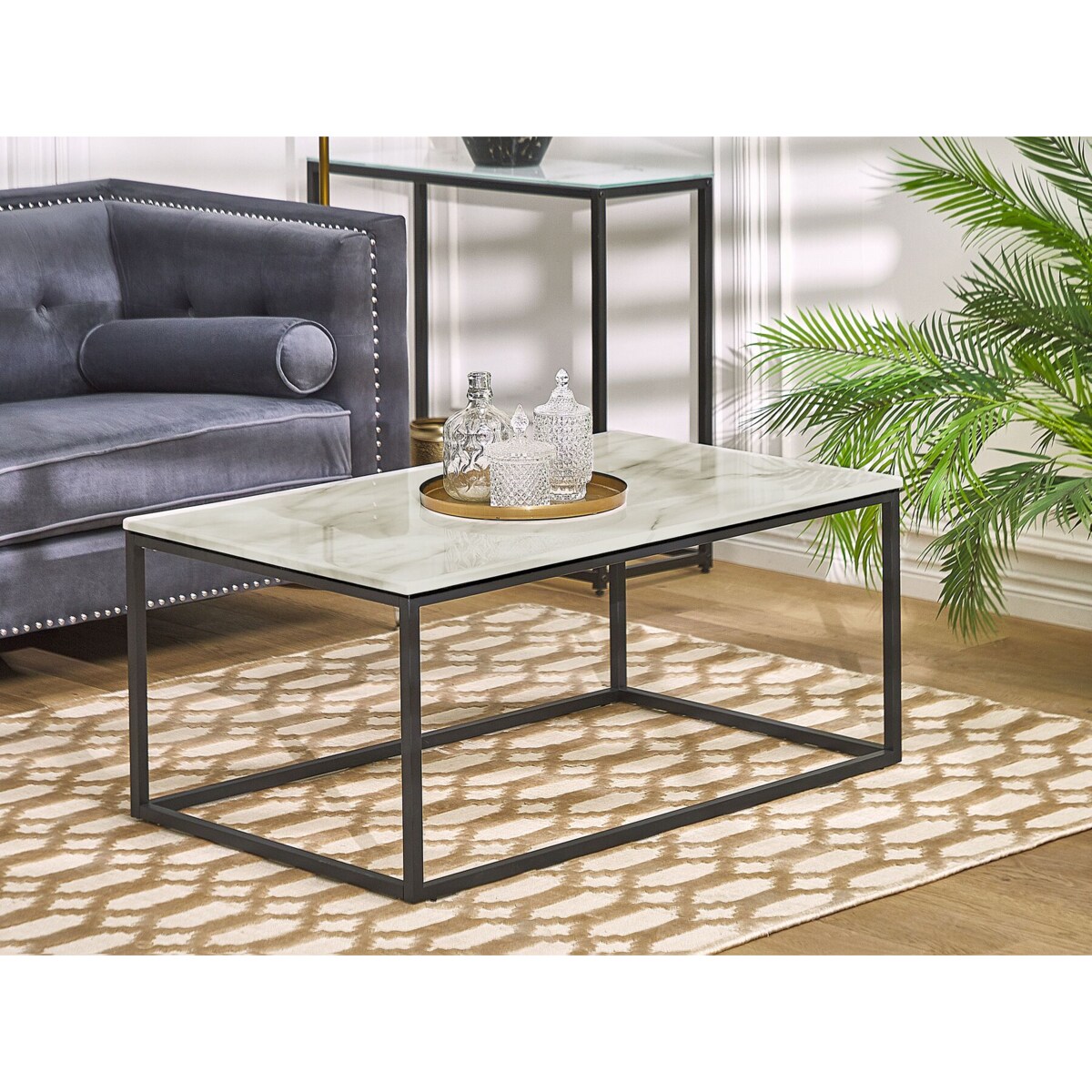 Stolik kawowy efekt marmuru beżowo-czarny DELANO