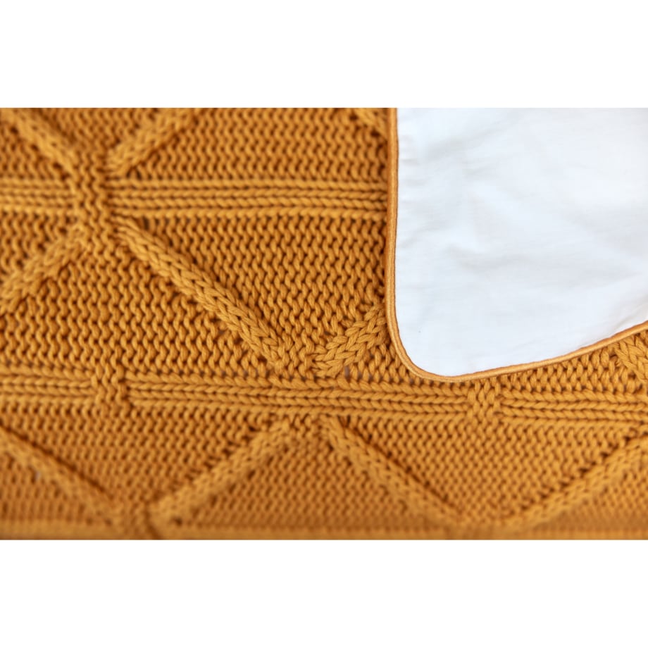 Pościel biała lamówka musztardowa, 140 x 200 cm, La Manta