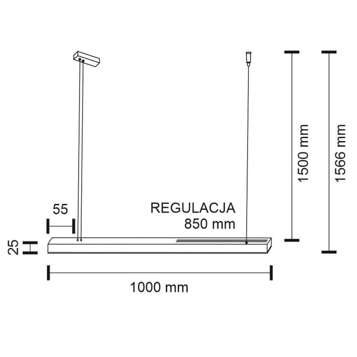 Zwieszana lampa belka Hanawa 8652 Shilo LED 28,8W 4000K nad stół do salonu czarna