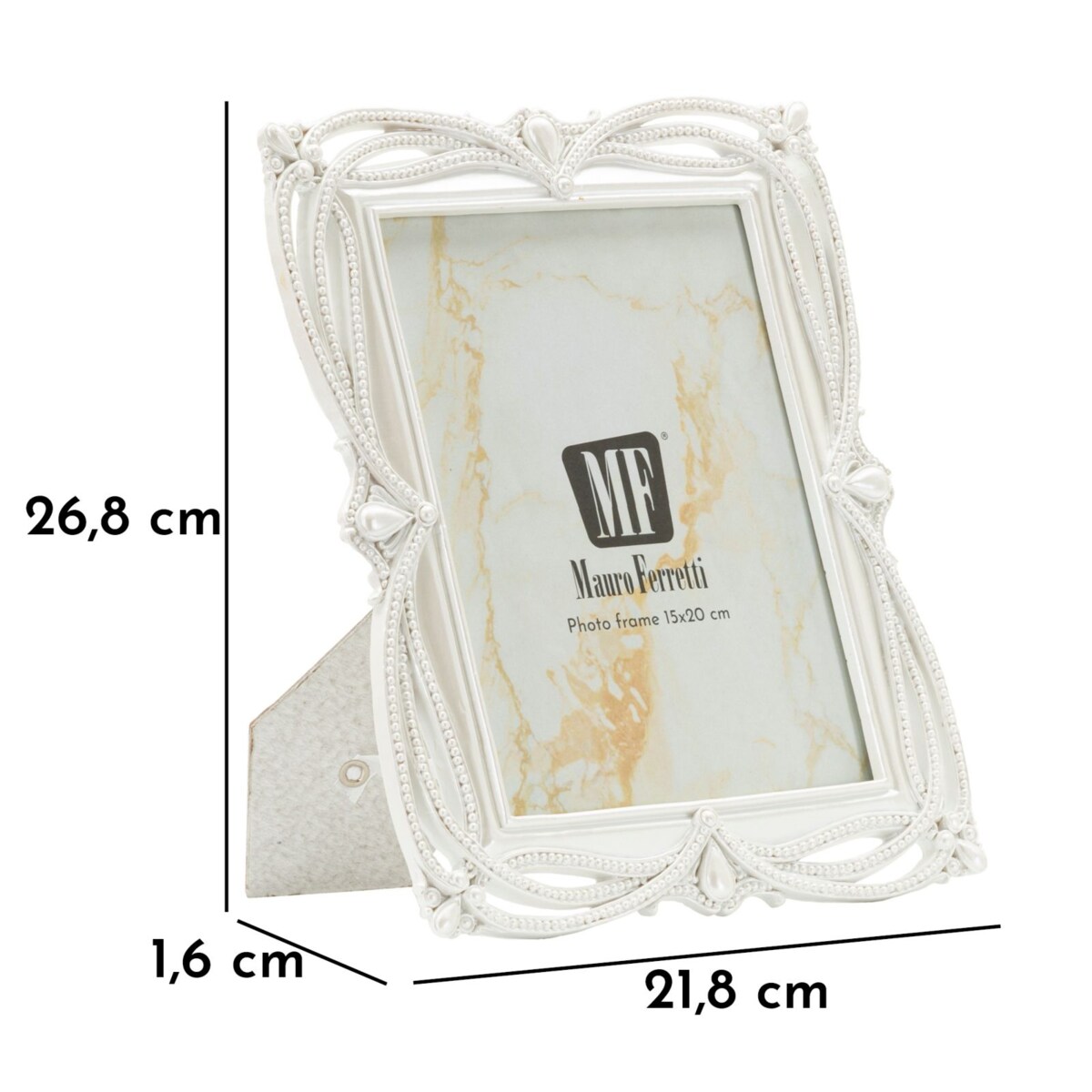Ramka na zdjęcia Ribbon, zdjęcie 15 x 20 cm, kolor srebrny, żywica syntetyczna, rama 21,8 x 1,6 x 26,8 cm, na fotografie i portrety, Mauro Ferretti