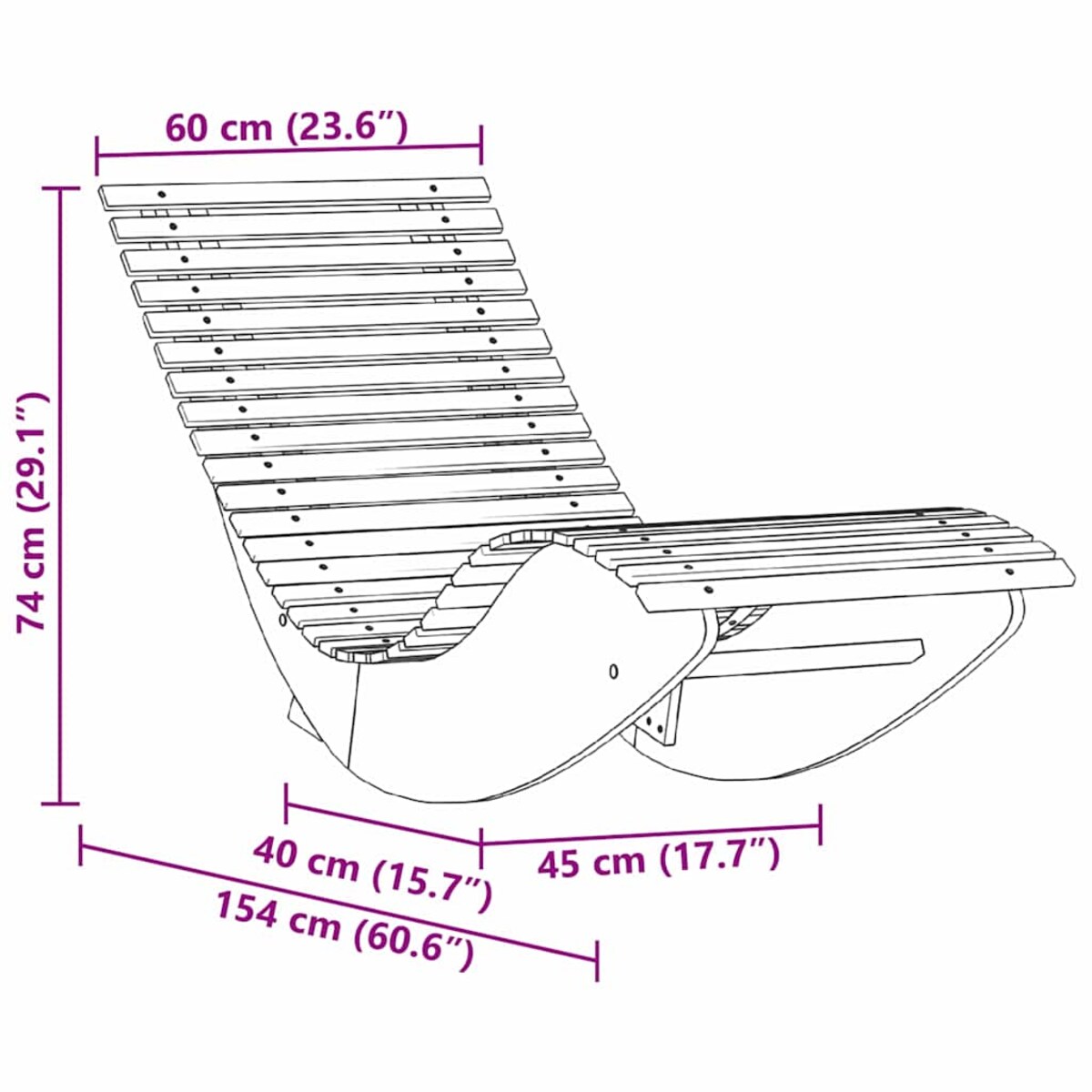 vidaXL Bujane leżaki słoneczne 2 pcs Brązowy 154 x 60 x 74 cm