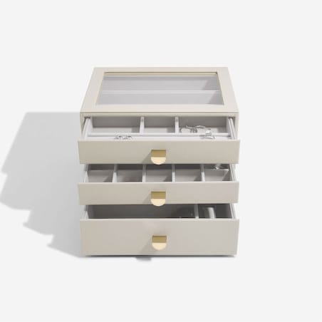 Szkatułka na biżuterię Stackers classic jasnobeżowa z 3 szufladami