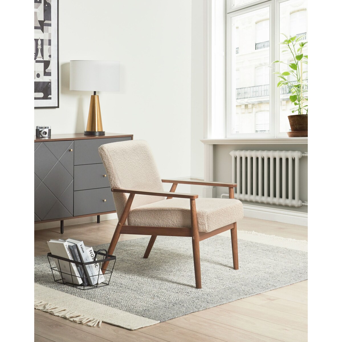 Fotel ESRUM Boucle Beżowy