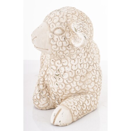 Dekoracja - figurka cementowa OWIECZKA 20x33x13 cm leżąca, z wyciągniętą lewą nóżką