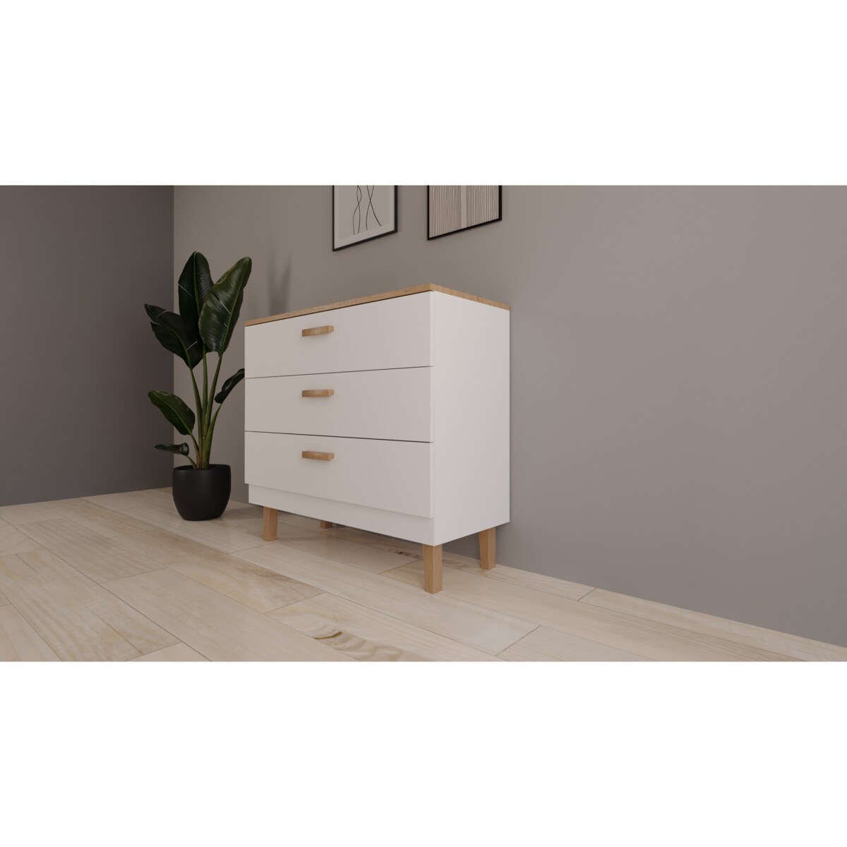 Komoda Denver biały & hikora