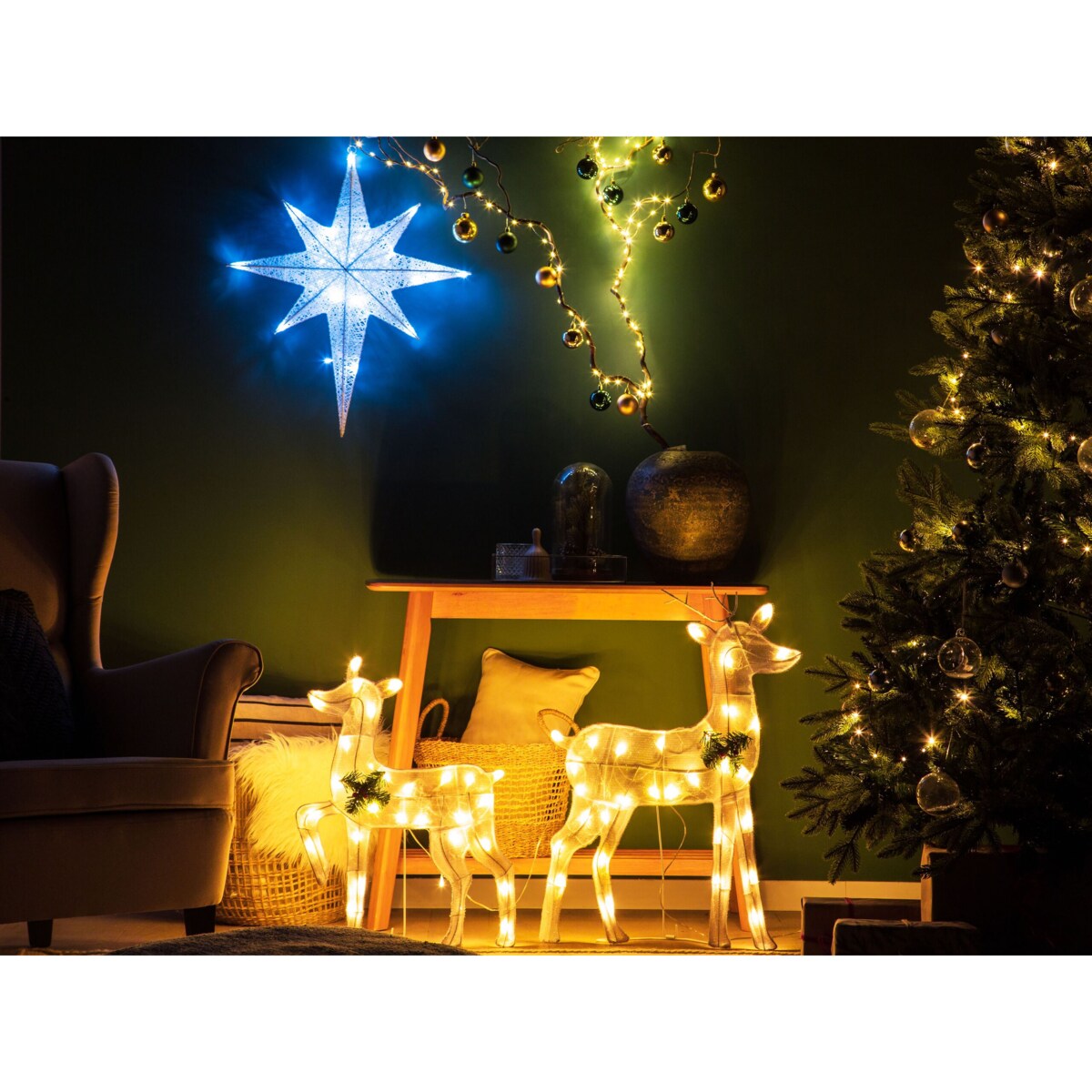 Dekoracja ogrodowa wisząca LED OSMA Gwiazda 67 cm Biały