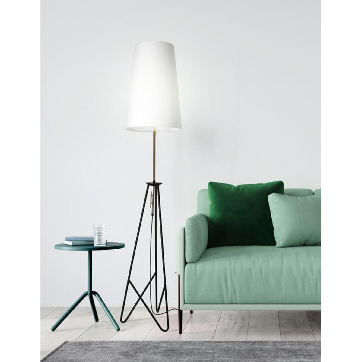 Nowoczesna lampa podłogowa Taflo z abażurem czarna biała