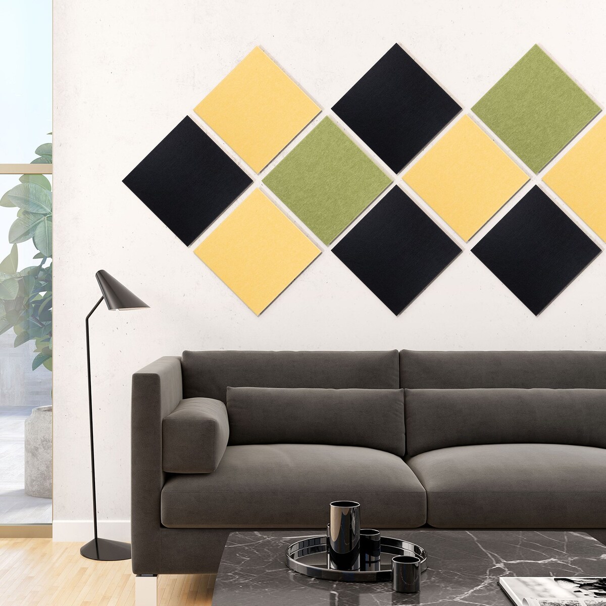 Zestaw 2 szt panel filcowy Felly 40x40 cm płytka kwadrat gładki czarny