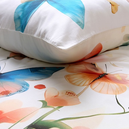 Poszewka dekoracyjna satynowa 40x40 Papilio kolorowe motyle i kwiaty, Satynlove Premium