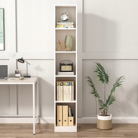 Regał biały stojący na książki wysoki segregatory biuro salon loft 182 cm