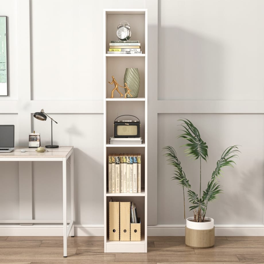 Regał biały stojący na książki wysoki segregatory biuro salon loft 182 cm