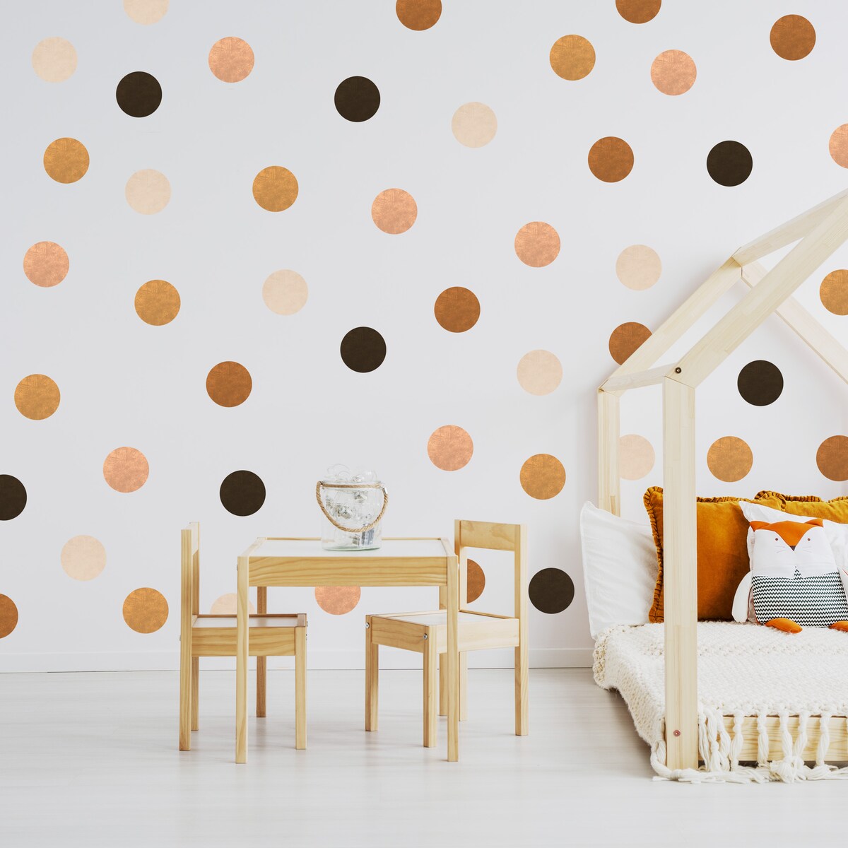 Naklejki Dla Dzieci GROSZKI Kropki Styl Boho ZESTAW 50szt.