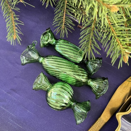 VILLA ITALIA Bombka szklana CUKIEREK green 8 cm