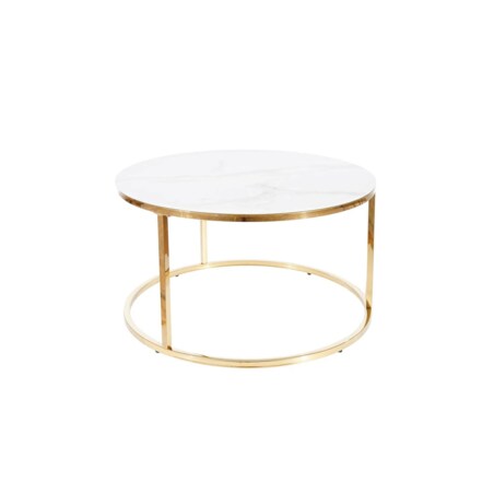 Ława SABINE 80x80 biały marmur/złota