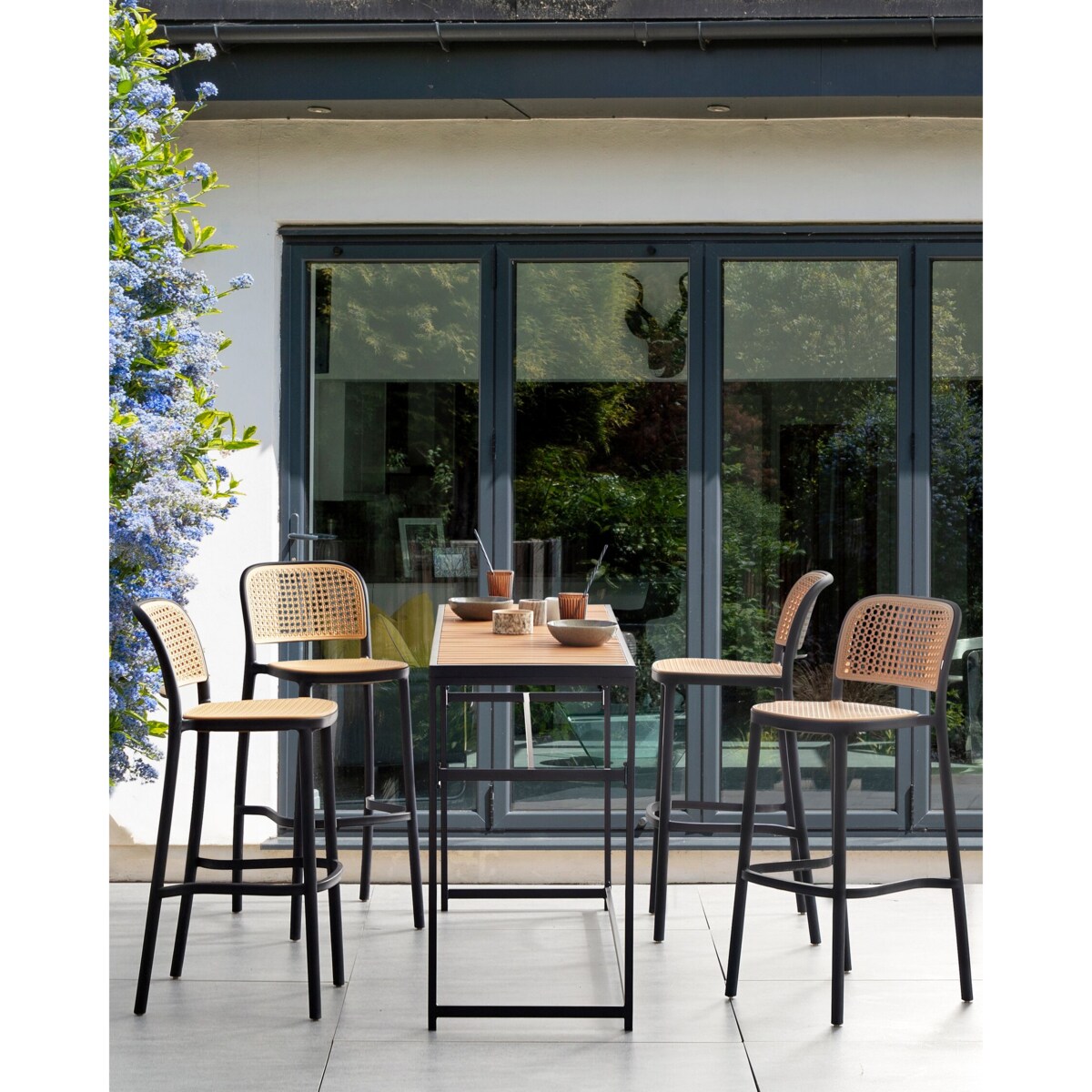 Krzesło barowe Zestaw 4 Materiał syntetyczny Beżowy PLOSE