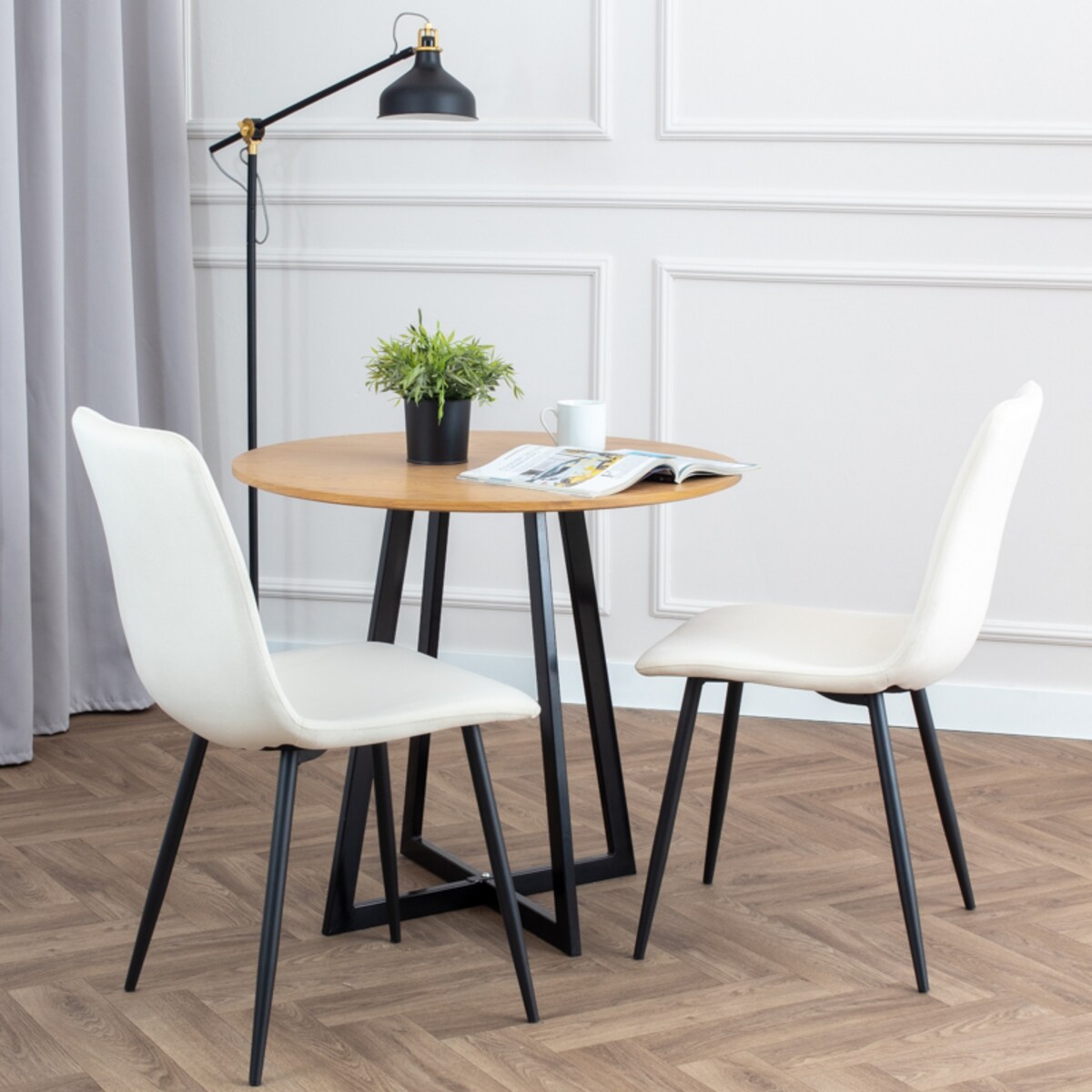 Krzesło tapicerowane klasyczne do salonu jadalni welurowe beżowe gładkie