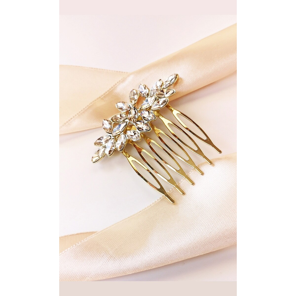 ZŁOTY grzebyk ozdoba ślubna do włosów subtelna elegancka