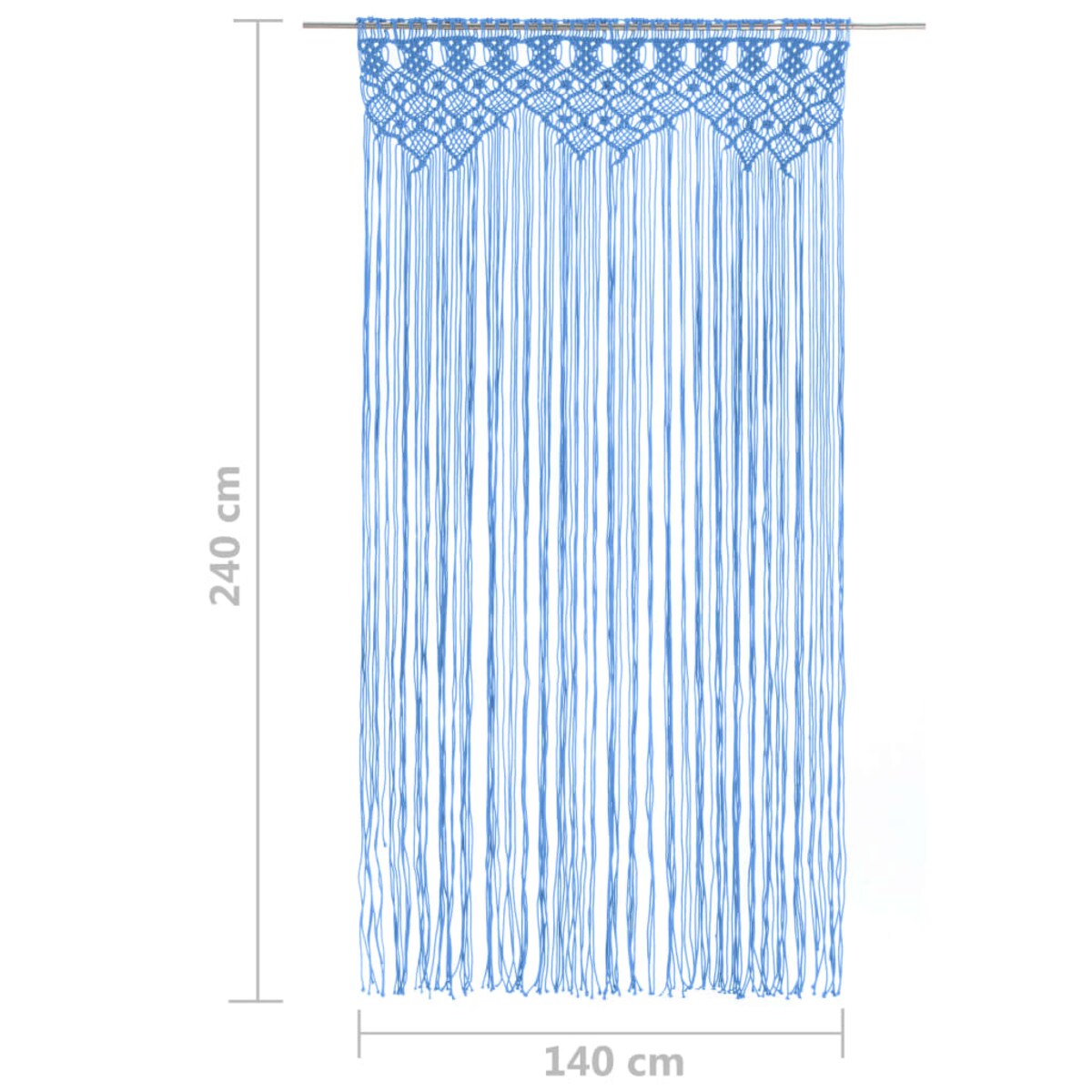 vidaXL Zasłona z makramy, niebieska, 140 x 240 cm, bawełna
