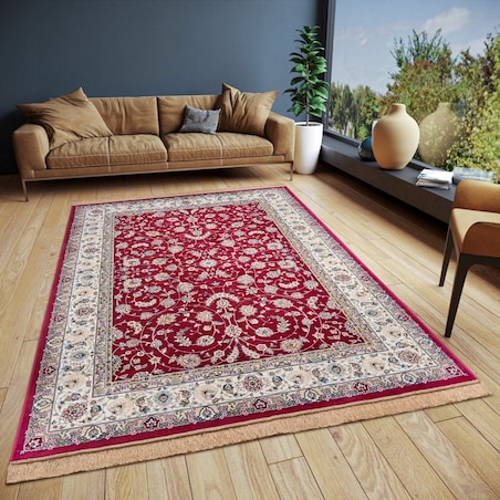 Dywan tradycyjny do salonu 135x195cm,klasyczny kremowo czerwony