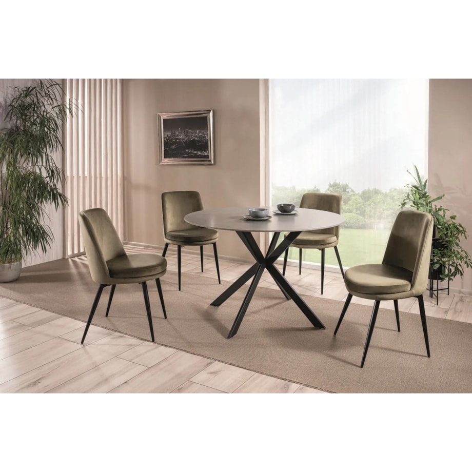 Krzesło tapicerowane KAYLA VELVET oliwkowe