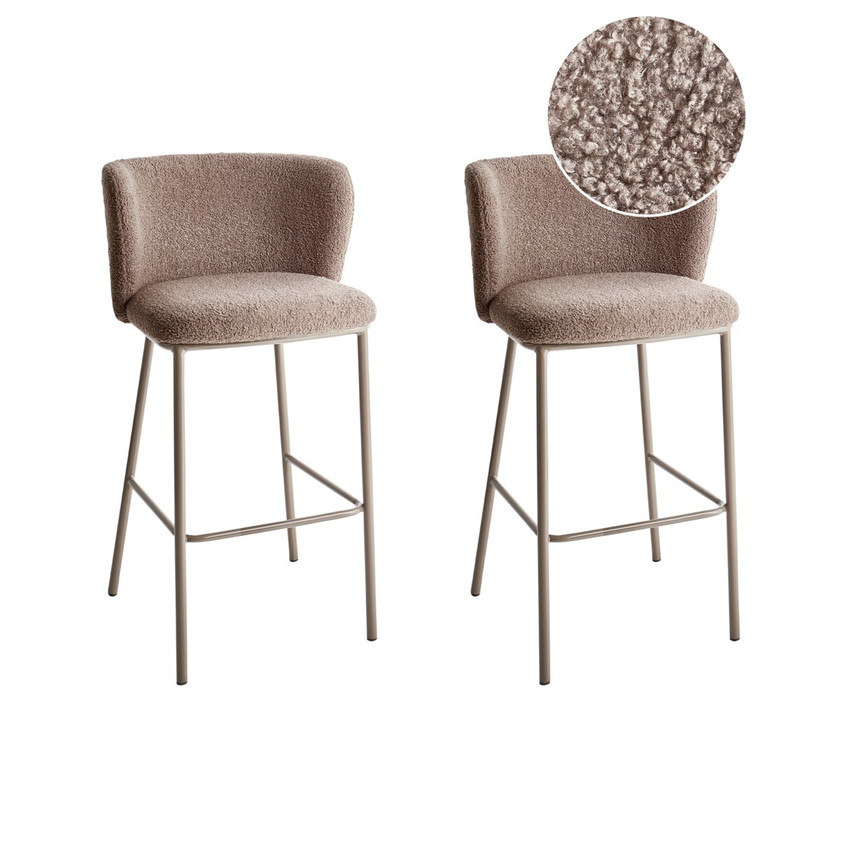 Zestaw 2 krzeseł barowych MINA II Boucle Brązowy