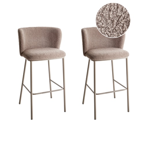 Zestaw 2 krzeseł barowych MINA II Boucle Brązowy