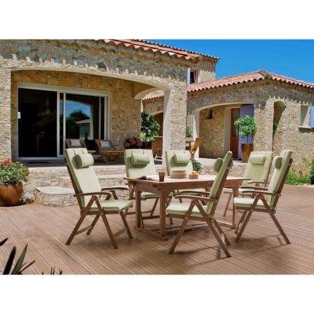 Zestaw ogrodowy dla 6 osób AMANTEA PREMIUM Drewno akacjowe Zielony