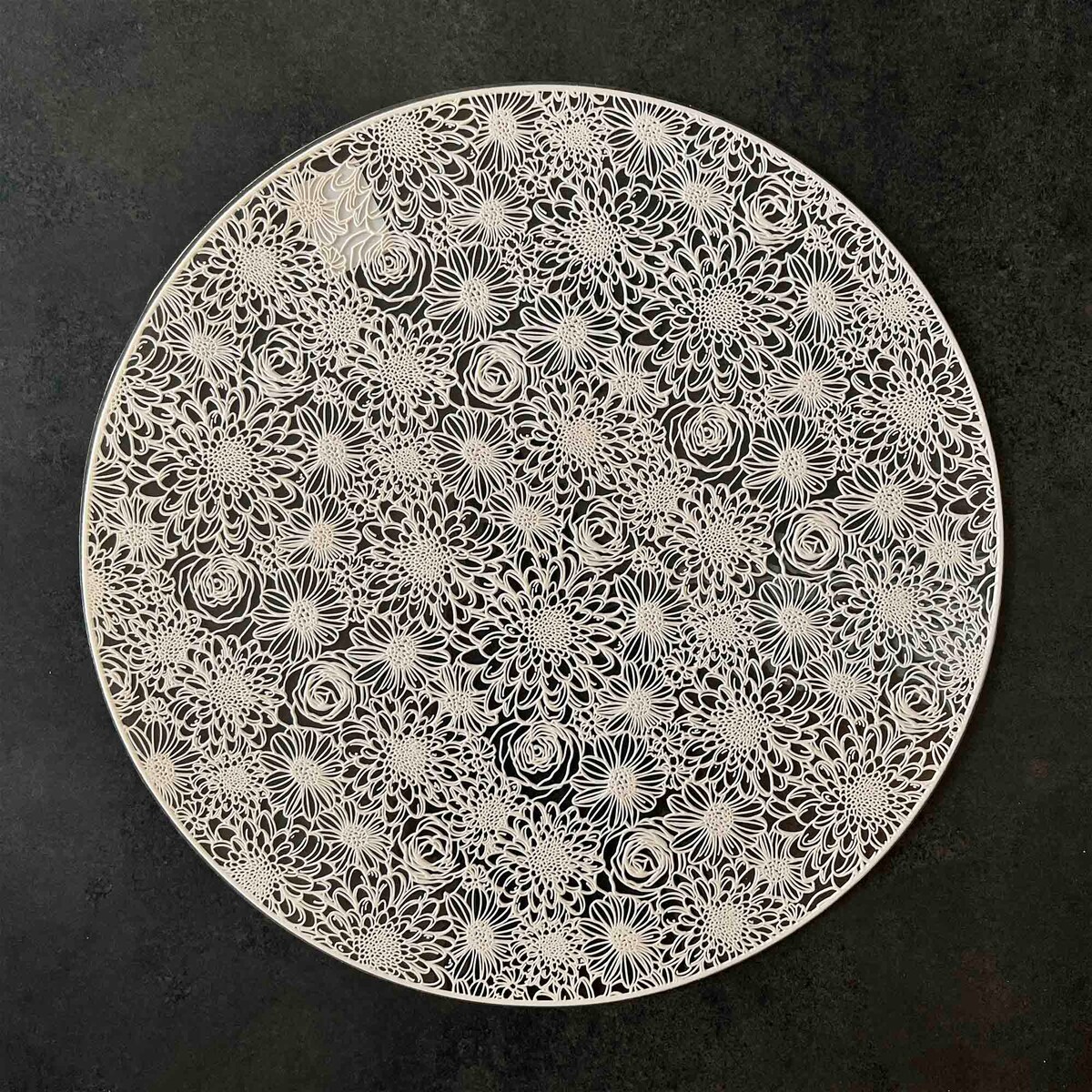 Podkładka Mata Na Stół Okrągła W Kwiaty 38 Cm