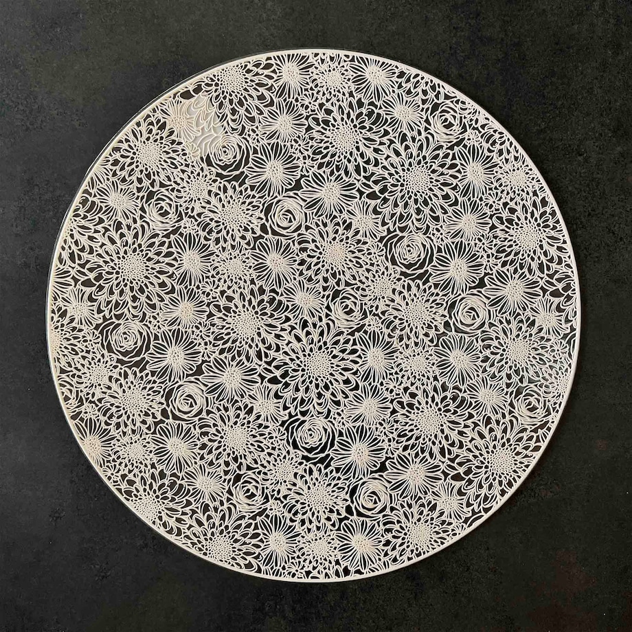 Podkładka Mata Na Stół Okrągła W Kwiaty 38 Cm