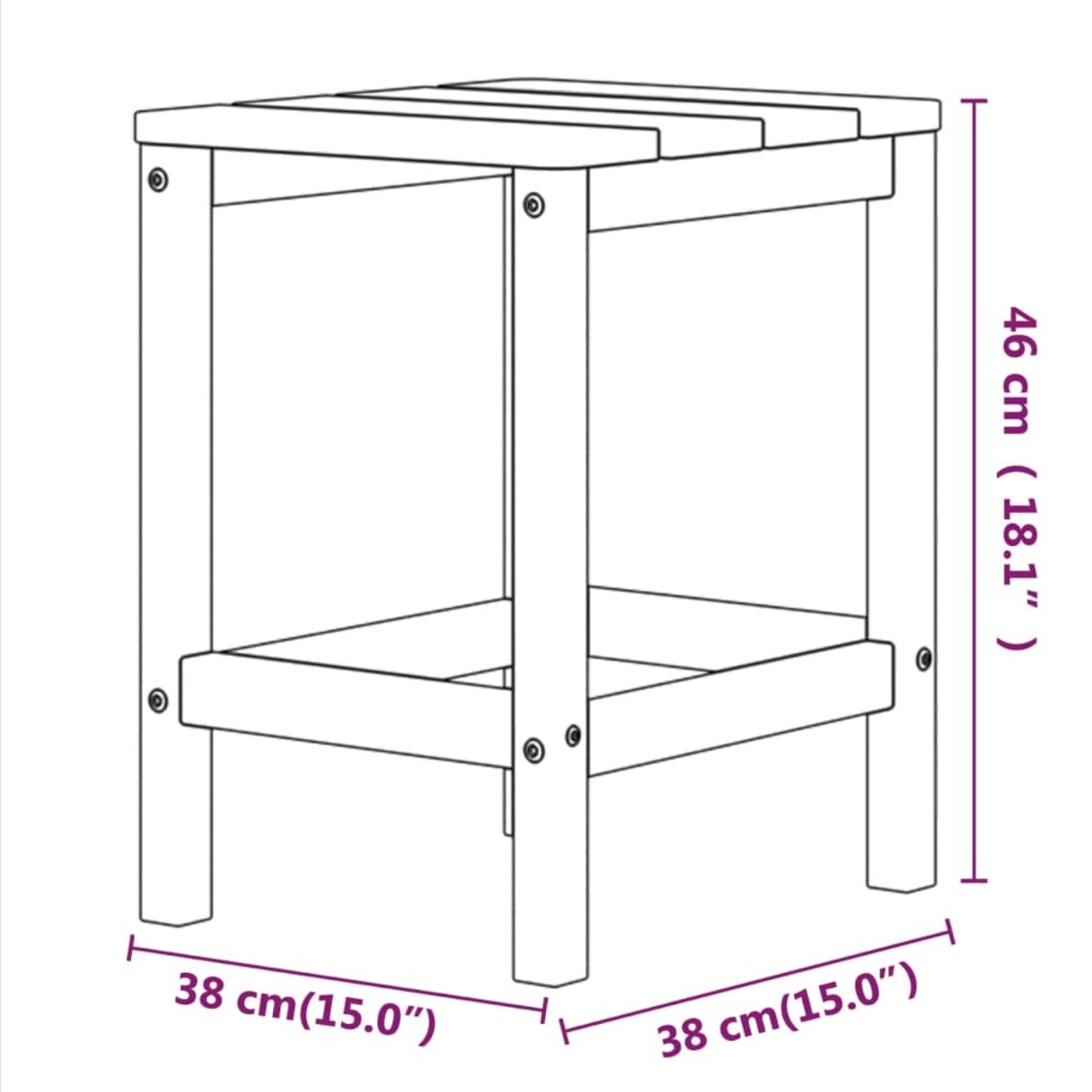 vidaXL Stolik ogrodowy Adirondack, antracytowy, 38x38x46 cm, HDPE