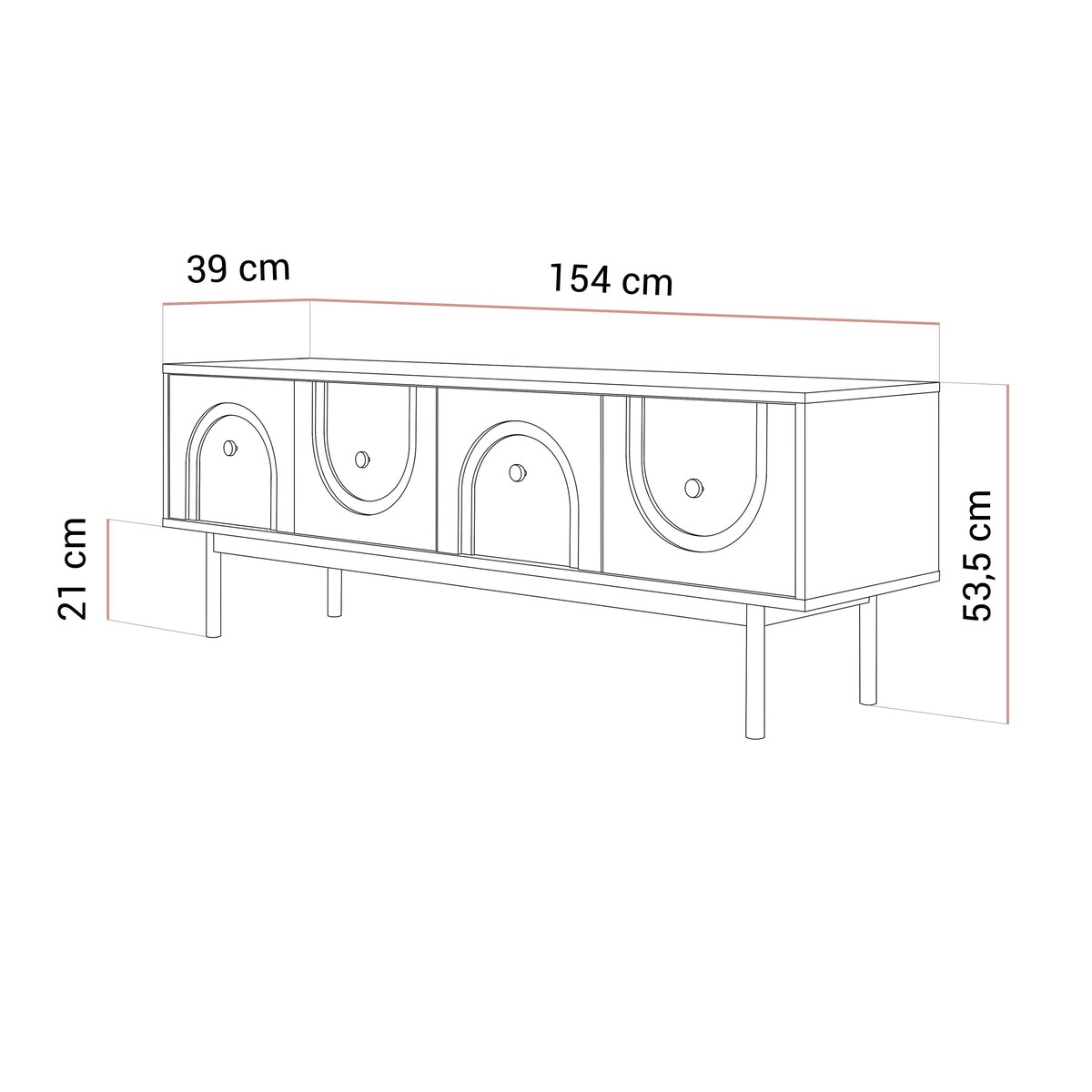 Szafka RTV LIBERTY na drewnianych nóżkach, czarna
