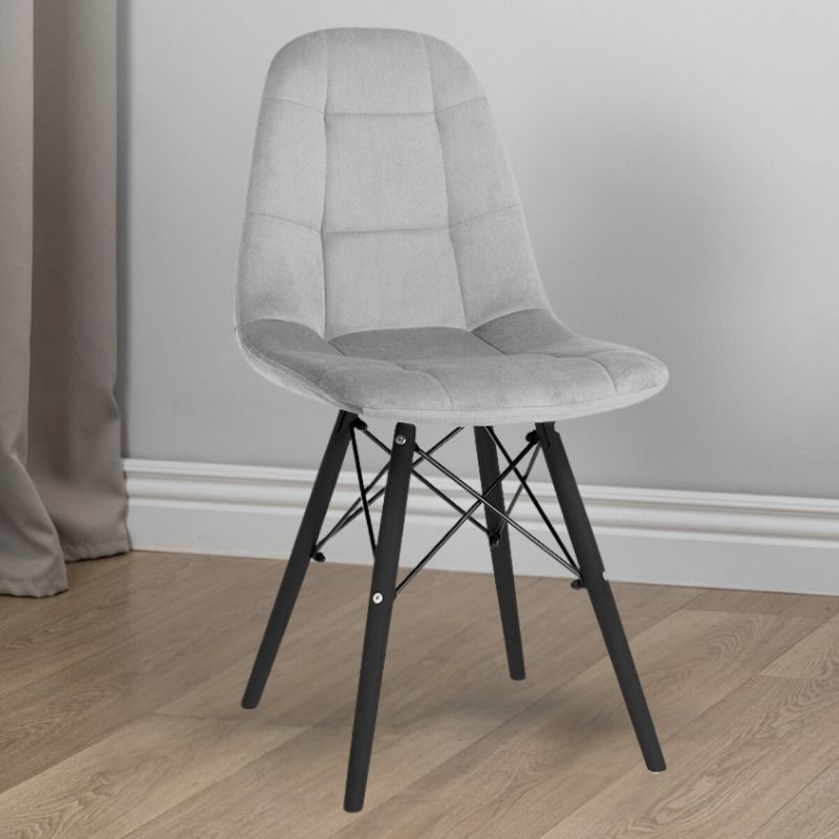 Krzesło Tapicerowane Welurowe Do Jadalni Salonu Pikowane Skandynawskie