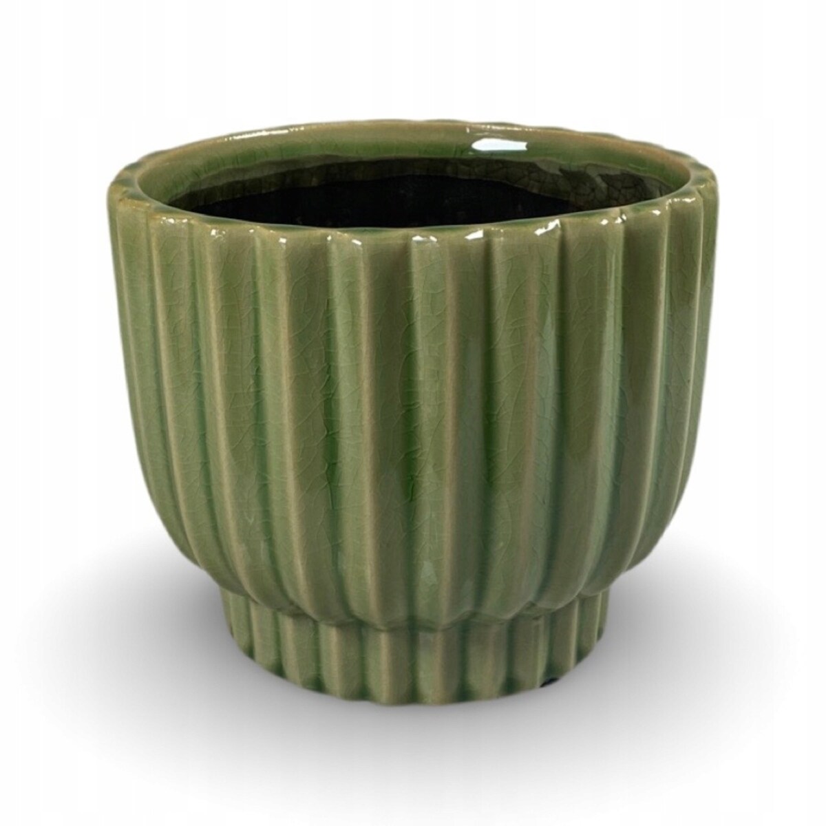 DONICZKA ZIELONA 18CM połysk okrągła osłonka donica do salonu taras balkon