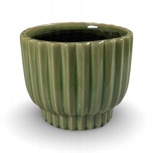 DONICZKA ZIELONA 18CM połysk okrągła osłonka donica do salonu taras balkon