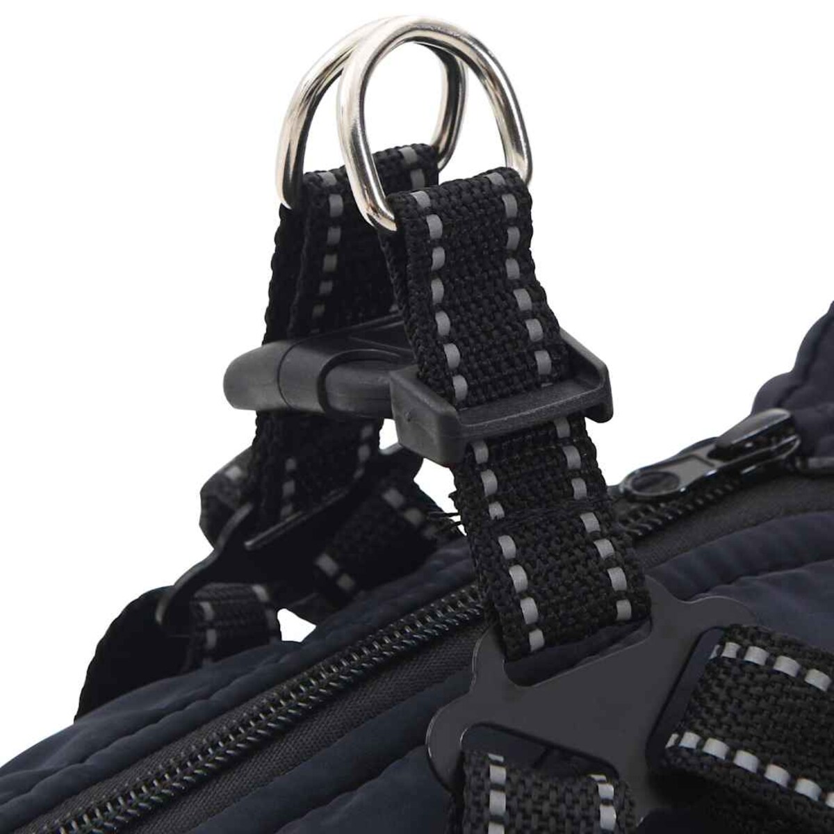 vidaXL Płaszcz dla psa z szelkami, wodoodporny, granatowy, L28