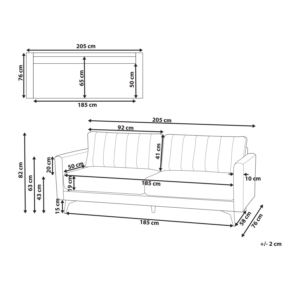 Sofa 3-osobowa jasnobeżowa MALA