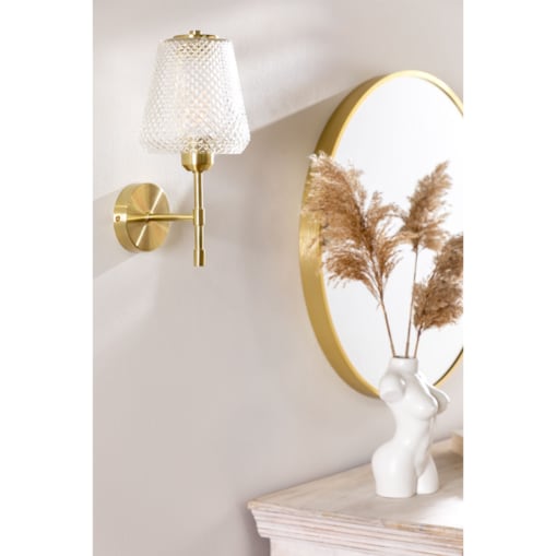Kinkiet złoty ze szklanym kloszem Yulen