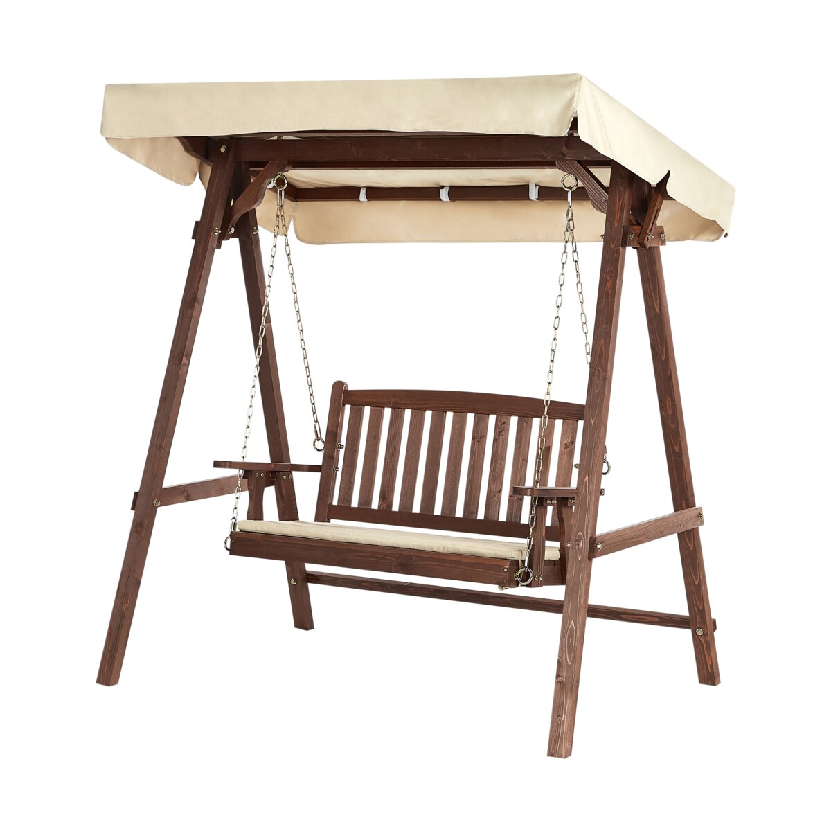 Huśtawka ogrodowa CAVIOLA Drewno świerkowe Ciemne drewno