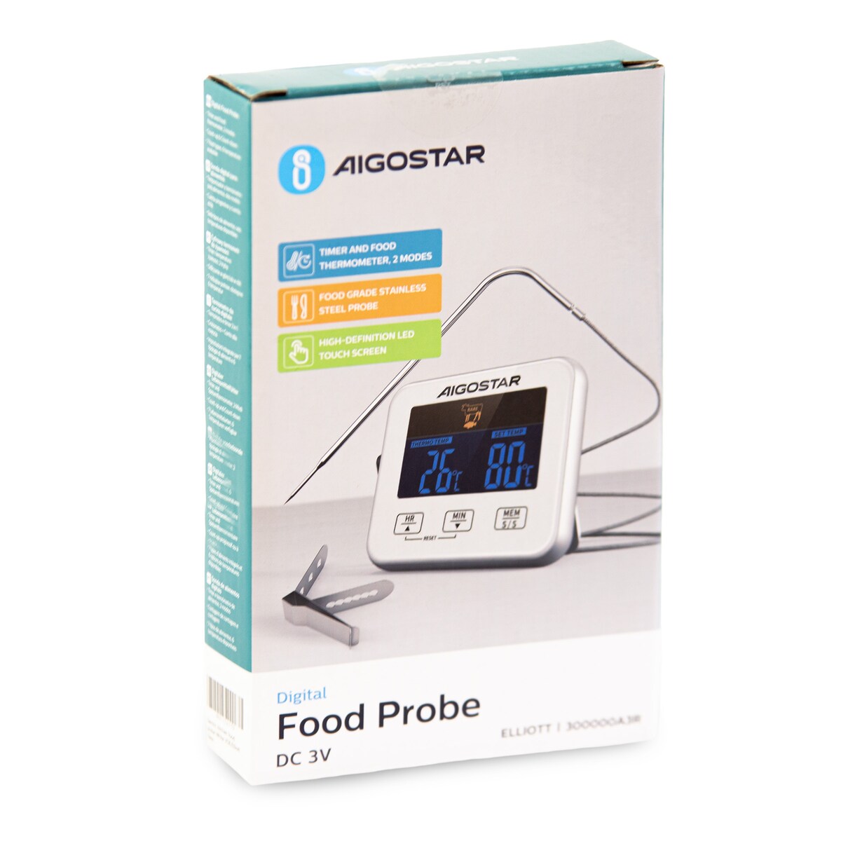 Termometr Kuchenny Magnes Led Do Piekarnika Grilla Wędzarni Sonda Baterie