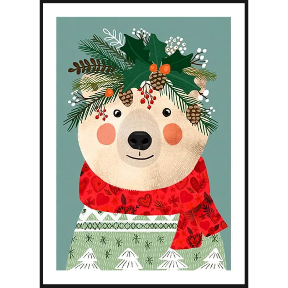 Poster Story, Plakat, Obraz - Świąteczny Niedźwiadek, wymiary 50 x 70 cm