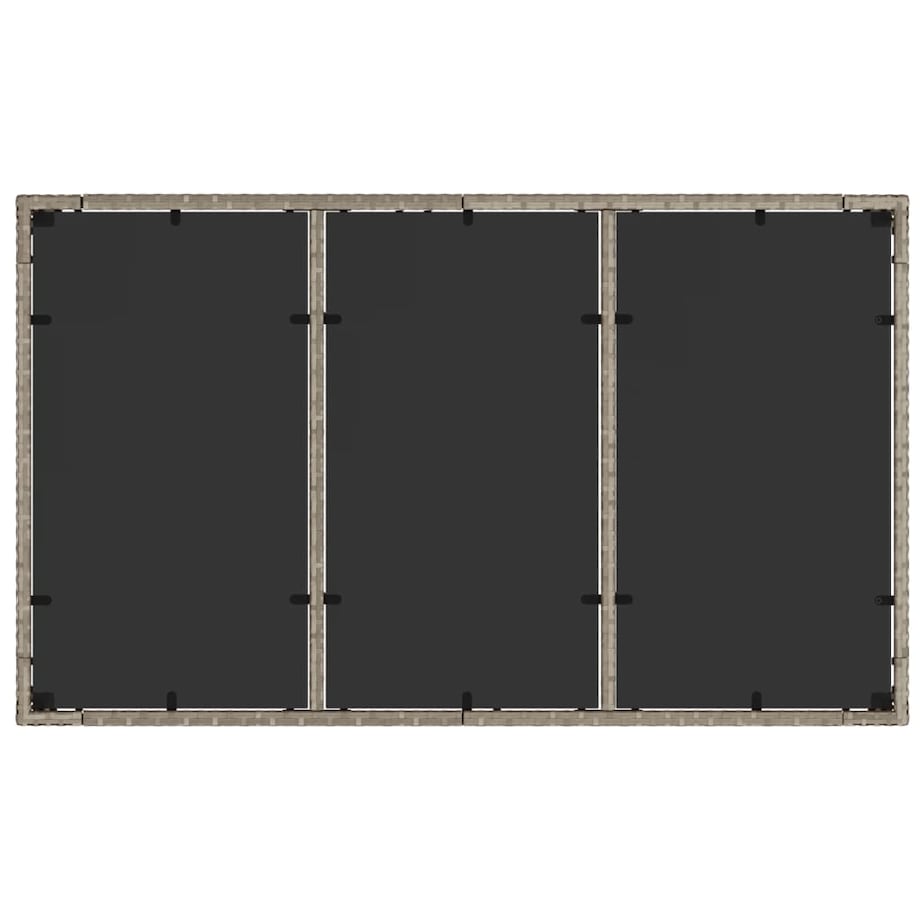 vidaXL Stół ogrodowy ze szklanym blatem, szary 150x90x75 cm, rattan PE