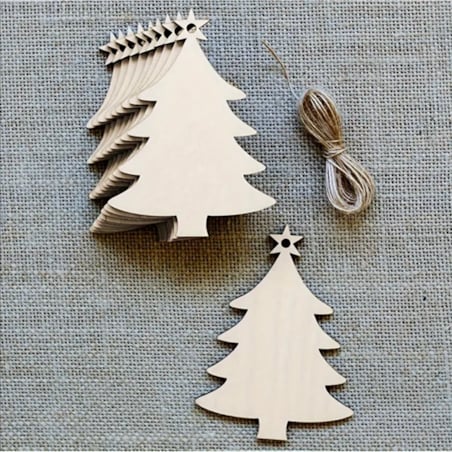 Drewniane zawieszki docoupage DIY choinki zestaw 10 sztuk bombki 8 cm